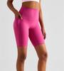 Pantaloncini da Yoga a Vita Alta Color Pesca con Tasche – Senza Cuciture, Vestibilità Comoda per Donna