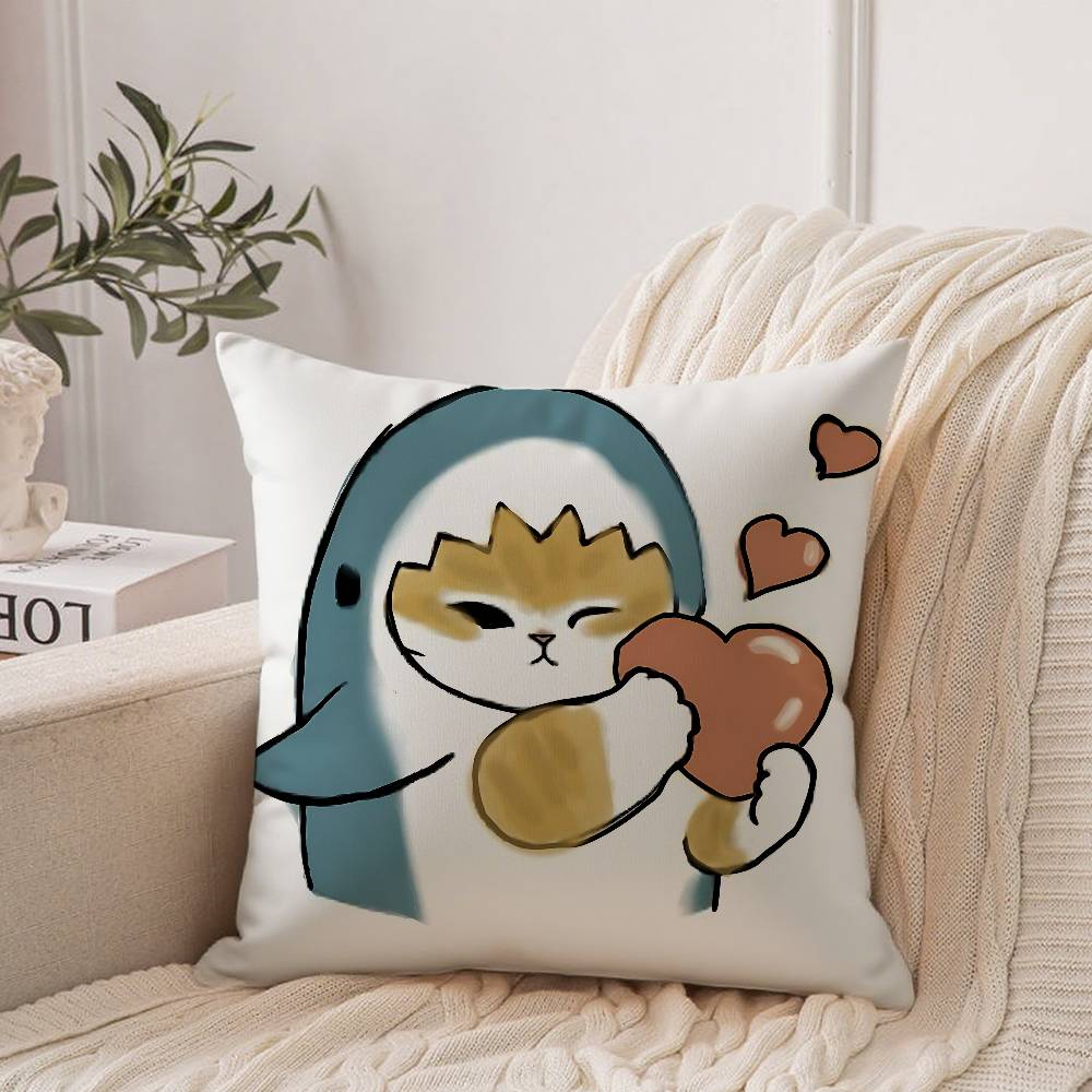 Hand Drawn Cute Cat Pillow Case Home Decor Throw For Sofa Bed Car Room Decor Gift Idea
