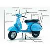 1/10 Scale Vespa 125 Urban Mini Motorcycle Model Die Cast Metal Recreational Motorcycle Toy Simulation Sound & Light Kids Gift