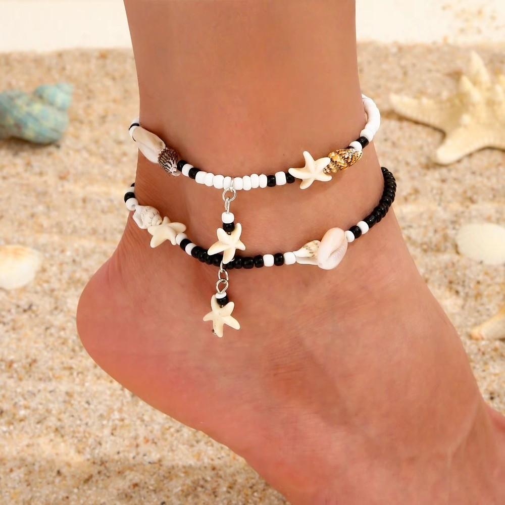Weaving Conch Shell Bohemian Foot Chain Colorful Rice Beads Adjustable Anklets Gift