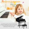 Kinderspielzeug-Holzflügel - 30 Tasten Keyboard - Inklusive Hocker und Notenständer - Musikinstrument - Schwarzes MDF