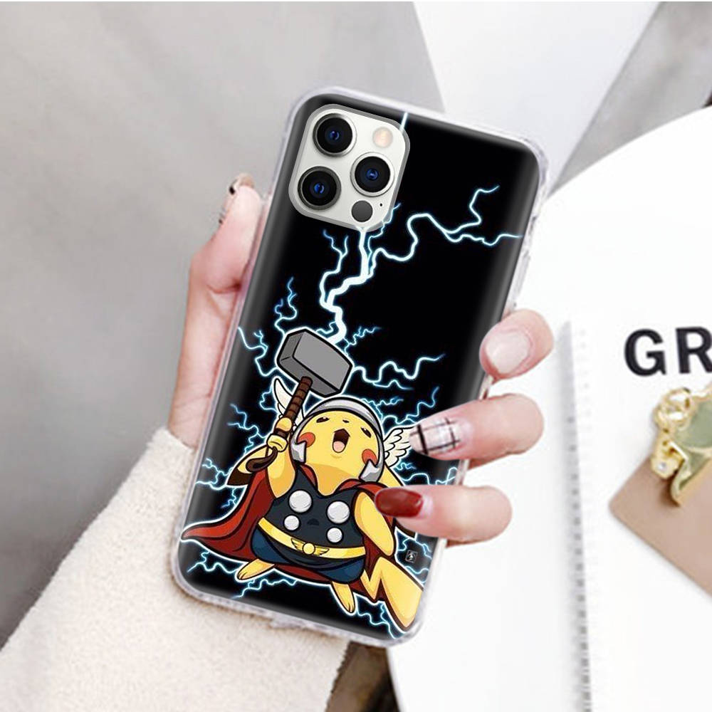 JP36 Pikachu Pokemon Transparent Case for Samsung A04 A14 A23 M33 M53 Realme 10 9 C35 C55 VIVO Y02 X80 Infinix Hot 30 Note 11 Tecno Spark 8P Pro