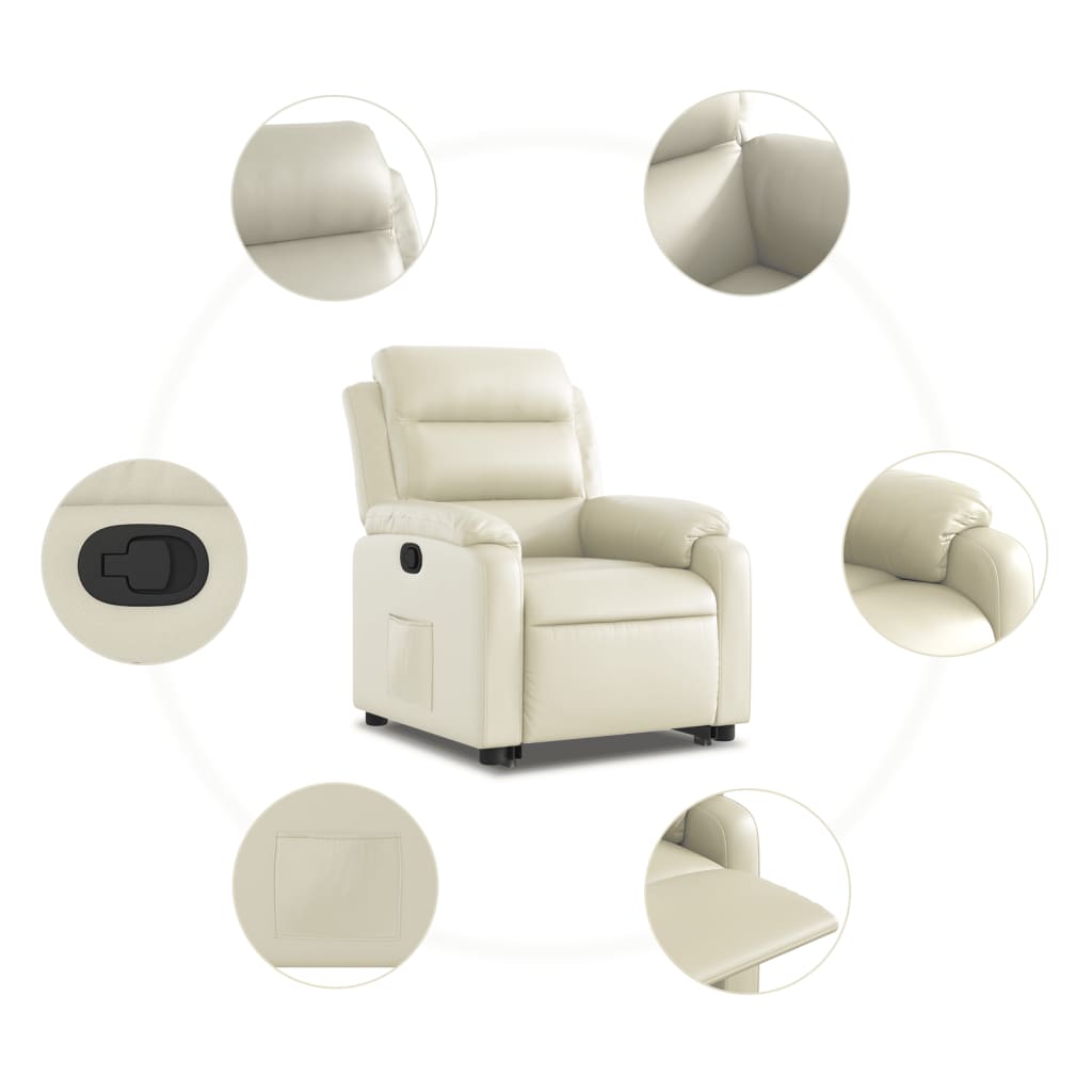 Recliner with Lift Assist Cream Artificial Leather