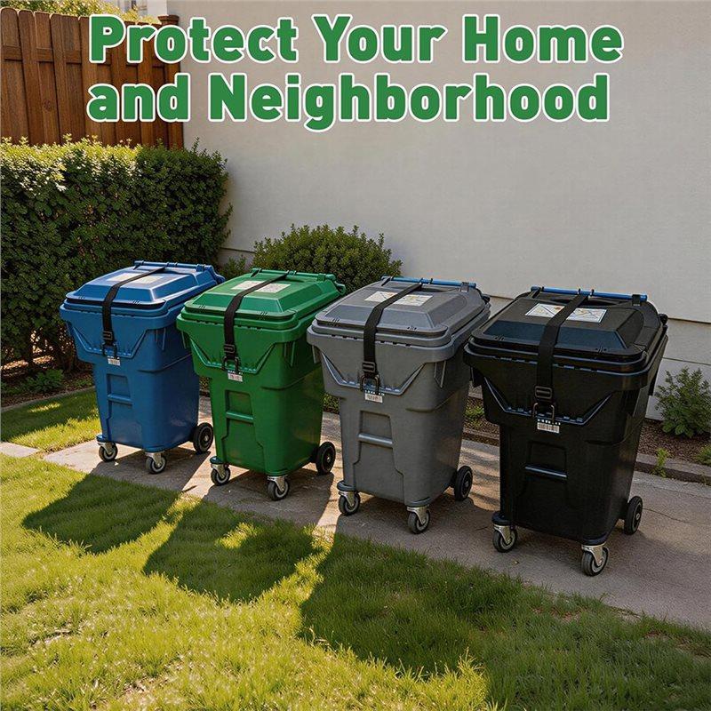A25F-2 Adjustable Heavy Duty Trash Can Lock Strap Metal Hook Windproof Each 5X90cm Size Preventing Animals From Opening Trash
