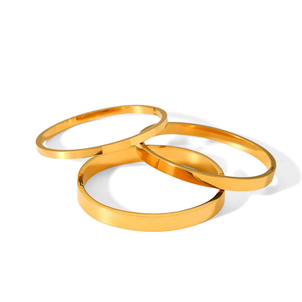 Minimalist Titanium Steel Bangle, Ins Style Fashionable Versatile Stainless Steel Gold Plated Polished Bracelet