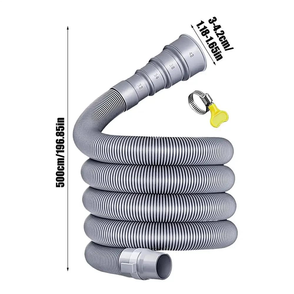 Foldable RV Caravan Sewer Pipe Kit 3 4 5m with Adapter Clamp Camper Trailer Waste Hose Leakproof Drainage for Camping Road Trip