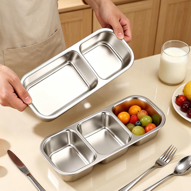 Portable 304 Stainless Steel Bento Lunch Box with Compartments, Microwave-Safe for Office