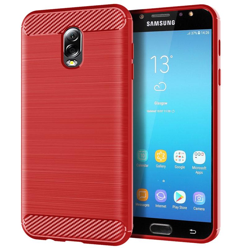 Luxury Carbon Fiber Case for Samsung Galaxy J7 Plus J7+ Full Protective Soft Cover for galaxy j7 plus Shockproof Silicone Case