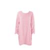 Chic Women Autumn Solid Color O Neck Sweater Fluffy Loose Knee-length Dress