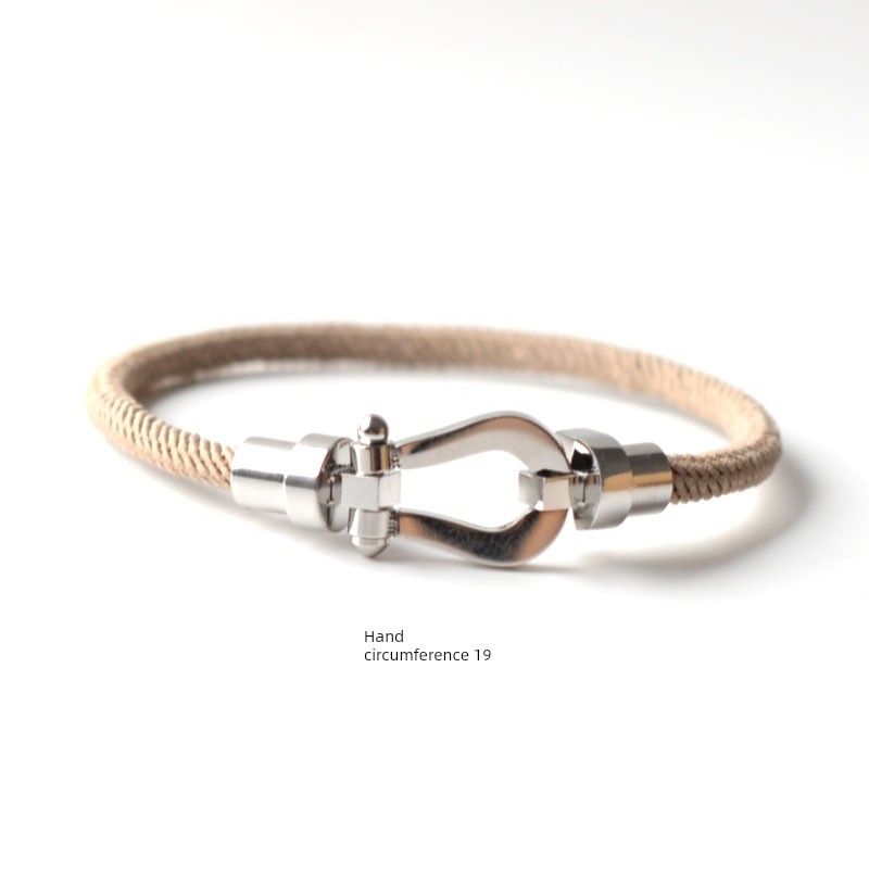Original European and American Style Mechanical Horseshoe Buckle Hand-Woven Bracelet, Simple and Unique Couple Bracelet, Student Gift