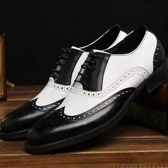 Men's Brogue Leather Shoes - Trendy, Large Size, Color-Blocked, Business Formal, All-Match