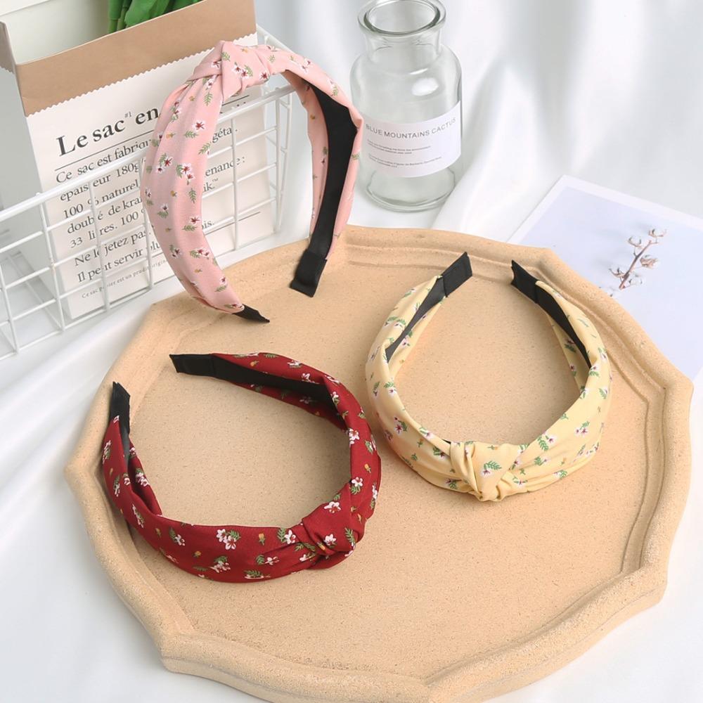 2024 New Printed Headband Wide Edge Simple Hair Band Fabric Knotted Headband Hair Accessories Woman