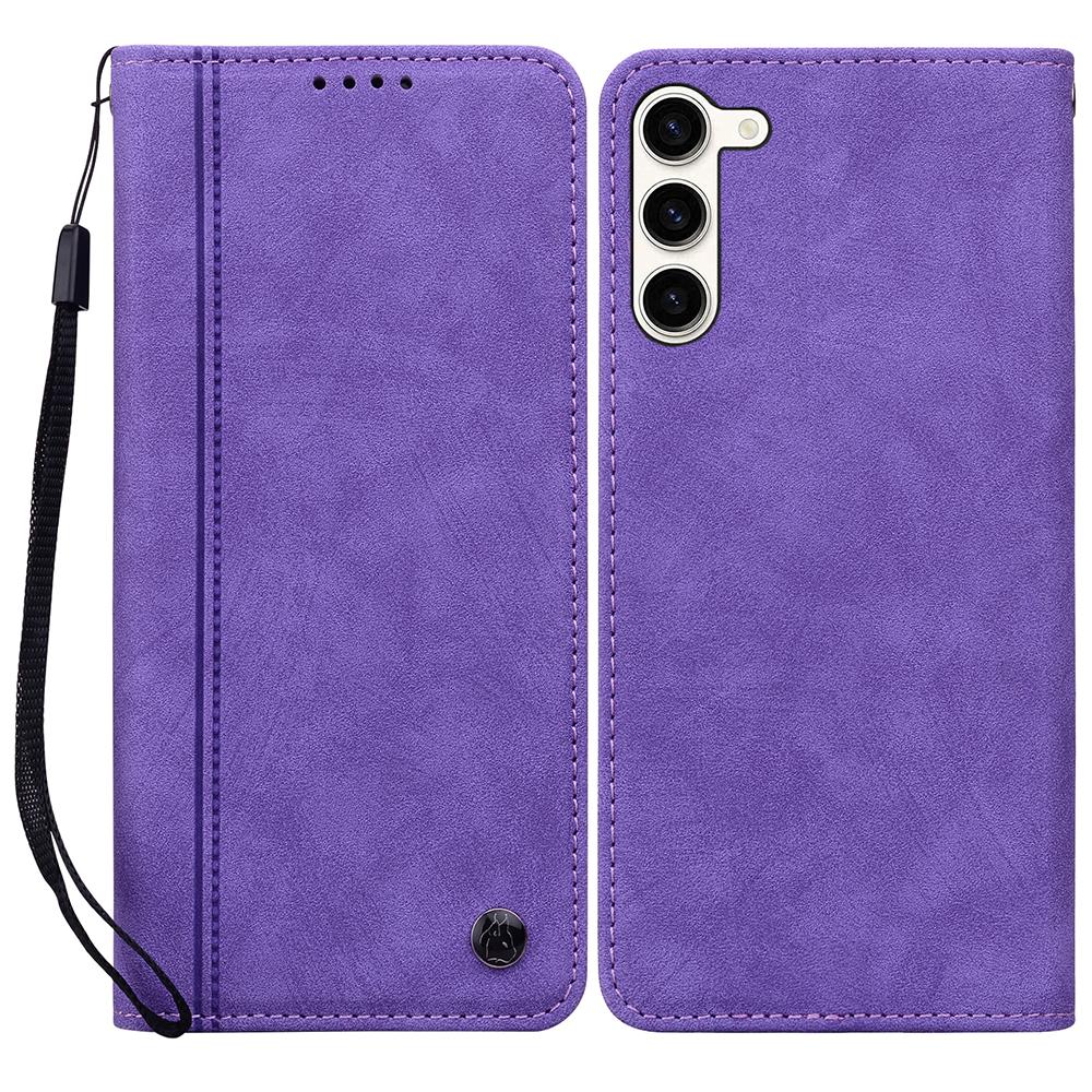 For Samsung Galaxy S23+ Case Lines Pattern Wallet Leather Phone Cover with Strap