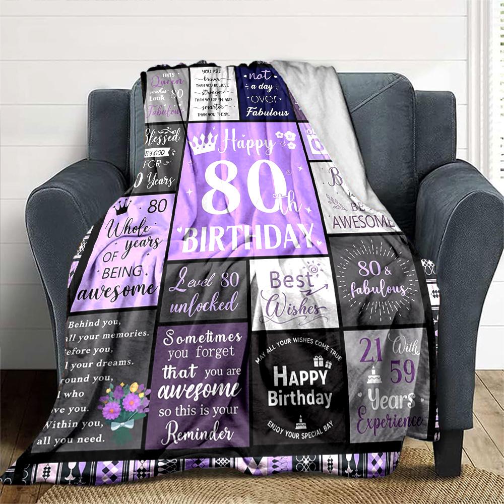 80Th Birthday Celebration Throw Blanket Warmthful Decor Versatile for Sofa Couch Office Bed Picnics Ideal for All Seasons Warmthful Gift Y22