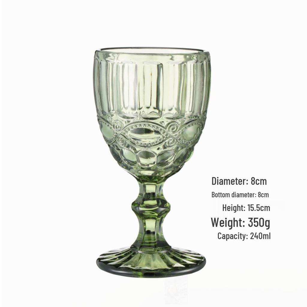 Vintage Embossed High-Footed Red Wine Glass with Bubbles - Wedding Decoration, Child-Friendly, Thickened Design