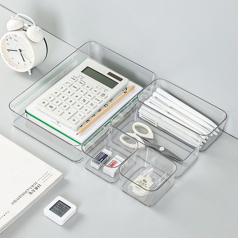 1PC Plastic Makeup Storage Transparent Storage Box Desktop Drawer Organizer Stationery Storage Box