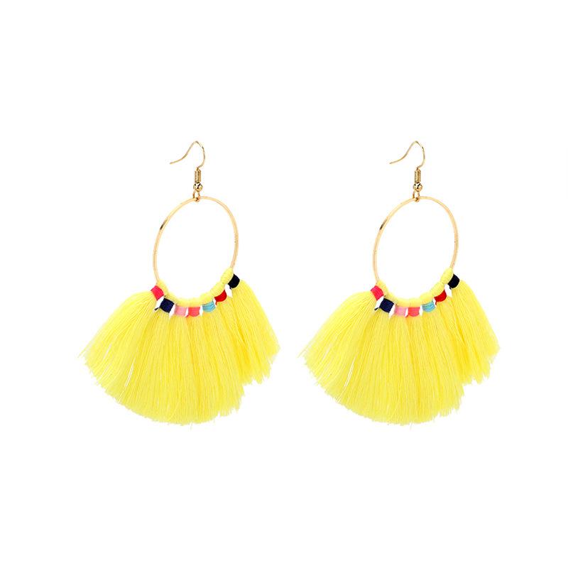 ins cold wind geometric large circle fringed earrings, the same bohemian French temperament earrings