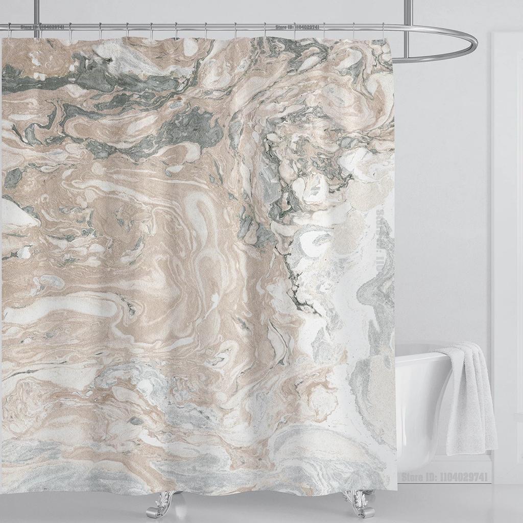 Marble Waterproof Shower Curtain Waterproof Shower Curtain for Bathroom Decor Printed Washable Shower Curtain with Hooks