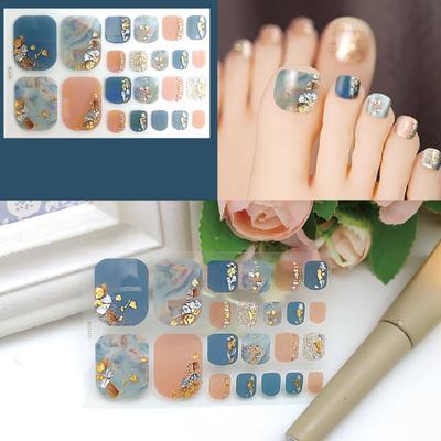 1 Set Toe Nail Stickers Waterproof Self-adhersive Nail Art Women Manicure Toenail Wraps Stickers for Girl