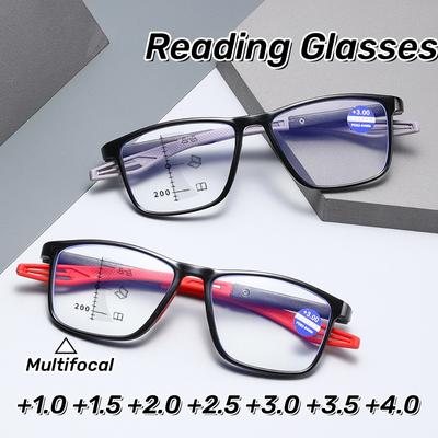 Vintage TR90 Multifocal Reading Glasses Women Men Blue Light Blocking Eye Protection Glasses Ultra Light Unisex Eyewear