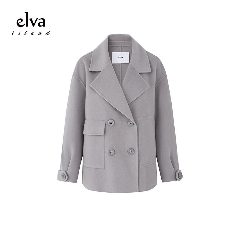 Elva' Island Women's Vintage Wool Double-Faced Coat