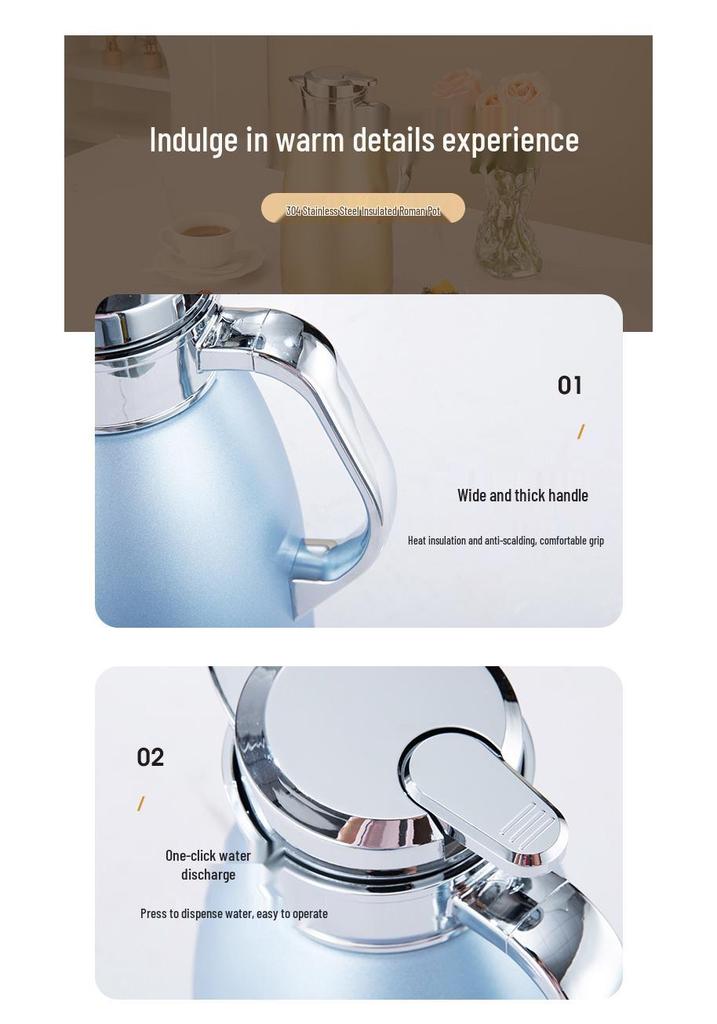 304 Stainless Steel Large Capacity Vacuum Insulated Thermos Bottle for Home, Restaurant, or Hotel Use