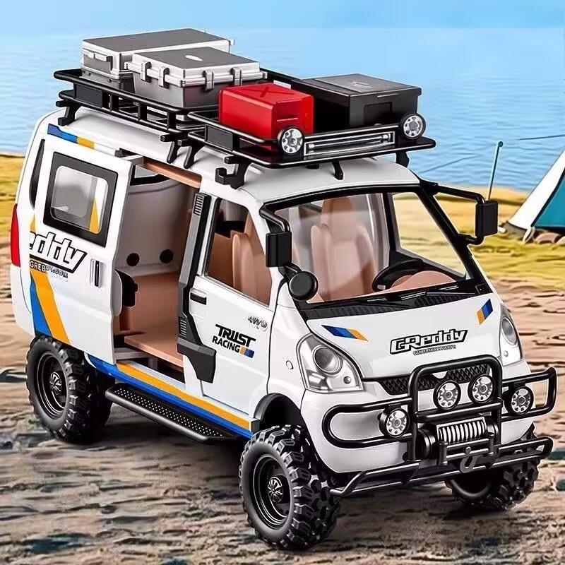 Wuling Offroad-Version LKW-Modell im Maßstab 1:24 aus Metallguss, modifiziertes Geländefahrzeug mit Sound und Licht, Geschenk für Kinder