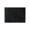 GG Embossed Bi-fold Four Card Slots Leather Card Holder Wallet Wallet Men's Black