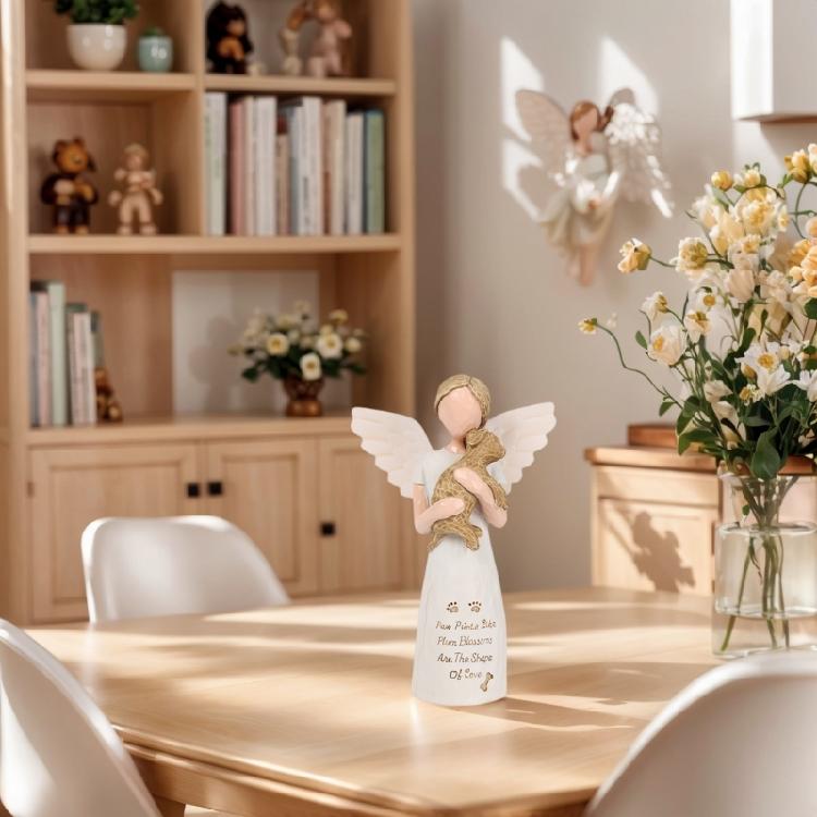 Dog Angel Figurine Statue Angel of Friendship Remembrances Gift Pet Memorials Gift Table Ornament for Office Home Decors