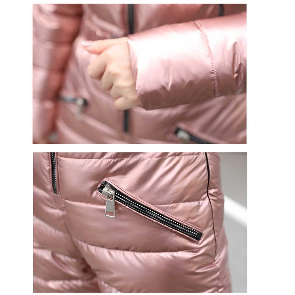 Einfarbiger Skianzug mit Kapuze, warme, verdickte Daunenjacke, Nudelanzug, Brotanzug, einteiliger Skianzug