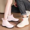 Fleece Fashion Rain Shoes Women's Short Thermal Rain Boots Water Shoes Low-top Water Boots Anti-skid Car Wash Shoes