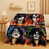 Coperta di Flanella Retro Kiss Rock Heavy Metal Band Gene Simmons, Coperta Morbida Ultra Peluche per Casa Camera da Letto Letto Divano Ufficio