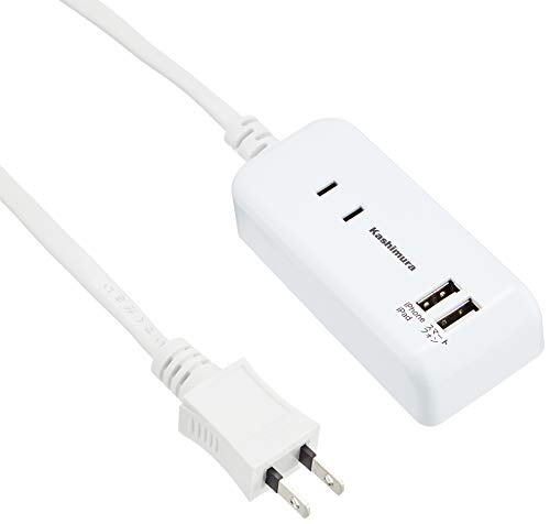 

Kashimura NTI-174 2-Port Power Strip, 2 USB 2.1A, 1m, for Domestic and International Use