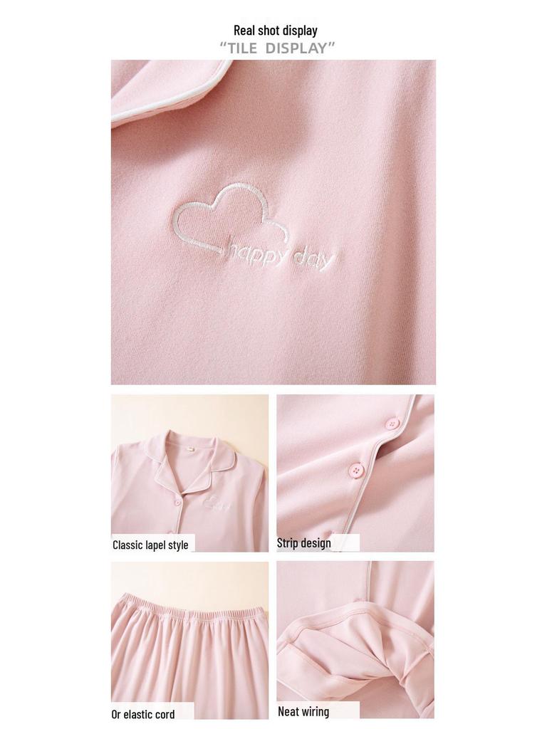 Herbstlicher Damen-Pyjama aus deutschem Samt: Langärmlig, Lange Hose, Draußen tragen, Warm, Weich, Hoher Komfort