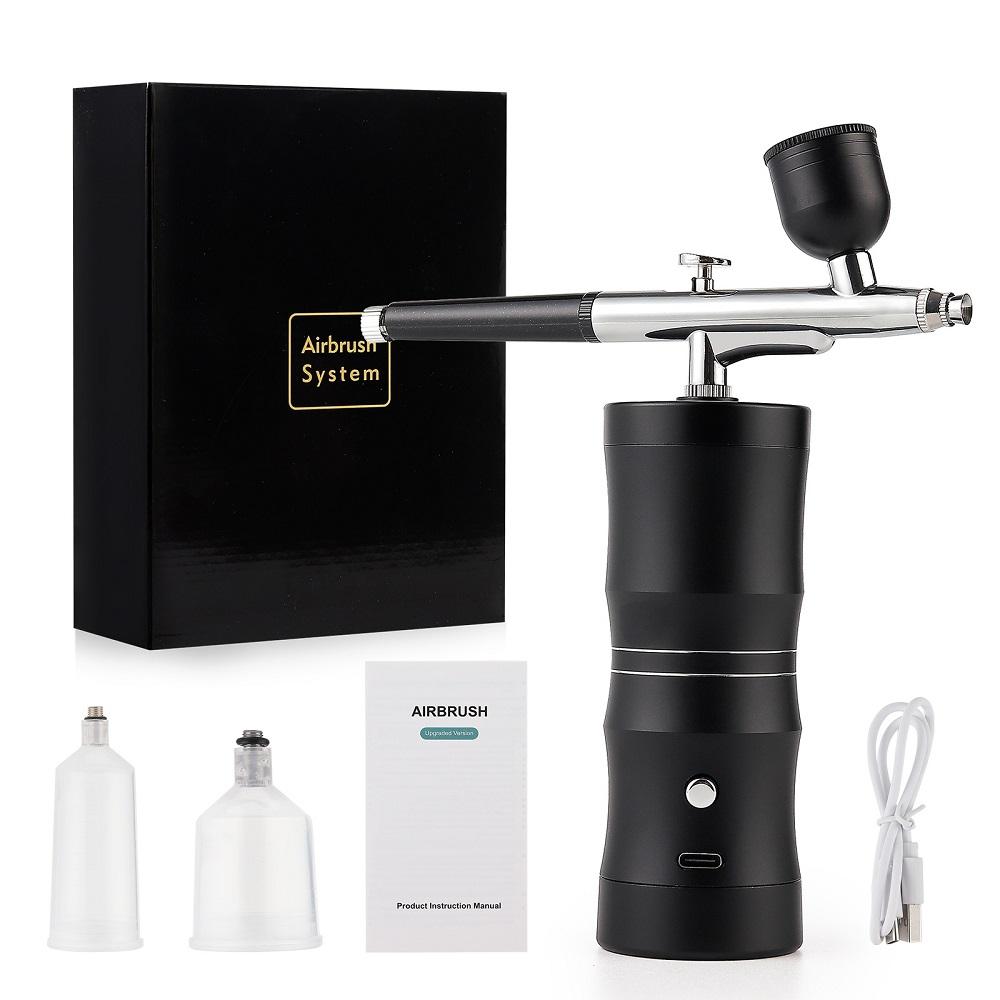 Top 0.3mm Pink Mini Air Compressor Kit Air-Brush Paint Spray Gun Airbrush For Nail Art Tattoo Craft Cake Nano Fog Mist Sprayer
