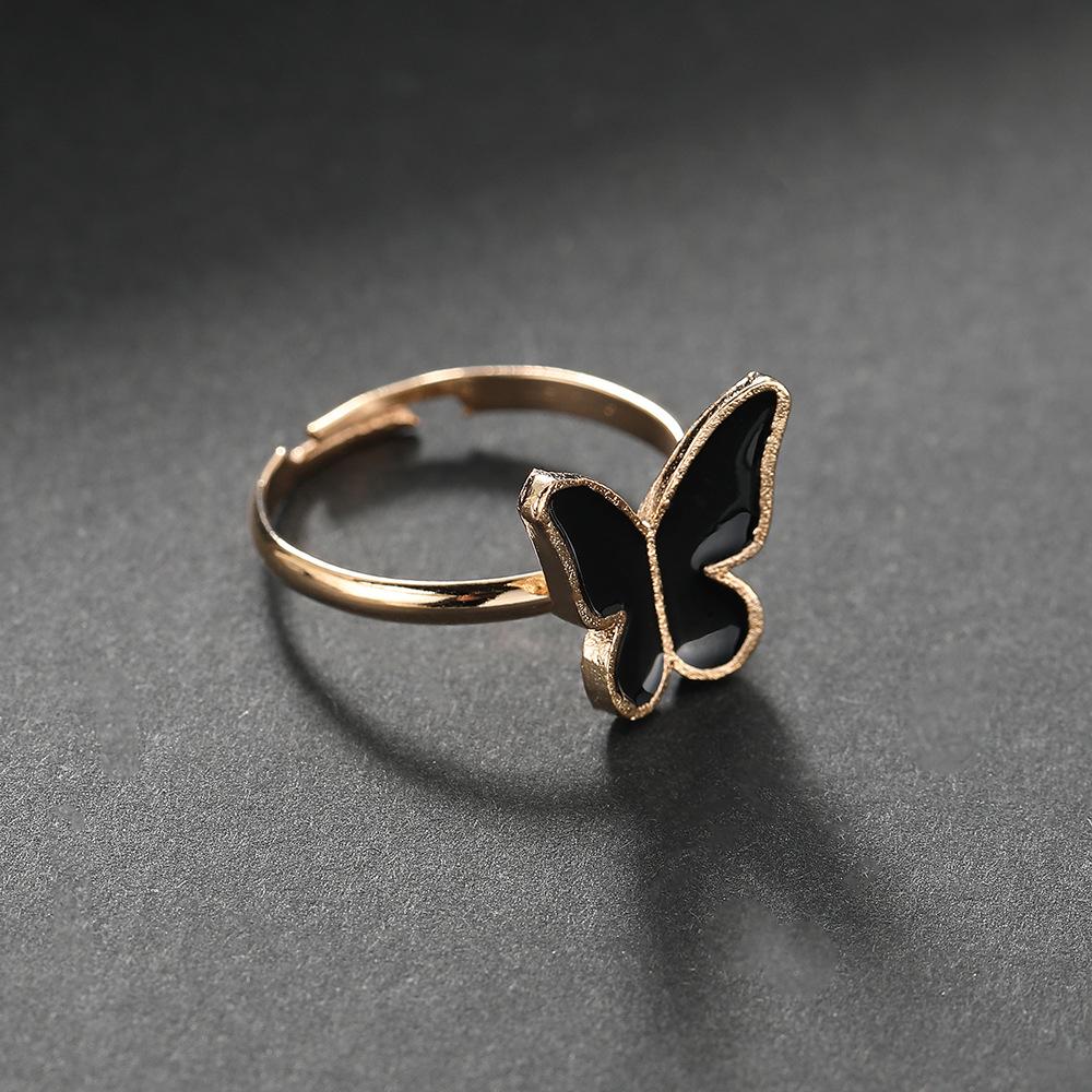 Hot-selling Oil Dripping Small Butterfly Jewelry Women, Fashionable and Simple Butterfly Necklace, Bracelet, Stud Earrings, Ring Four-piece Set