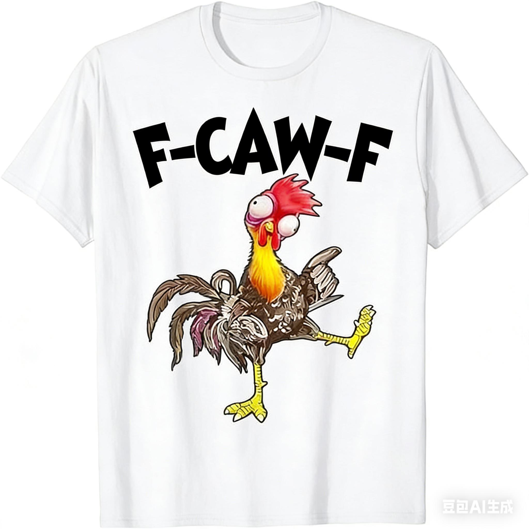 

26 Spring New Funny FCawF Chicken Pattern Printed TShirt Pure Cotton Breathable Short Sleeve for Both Men and Women XL