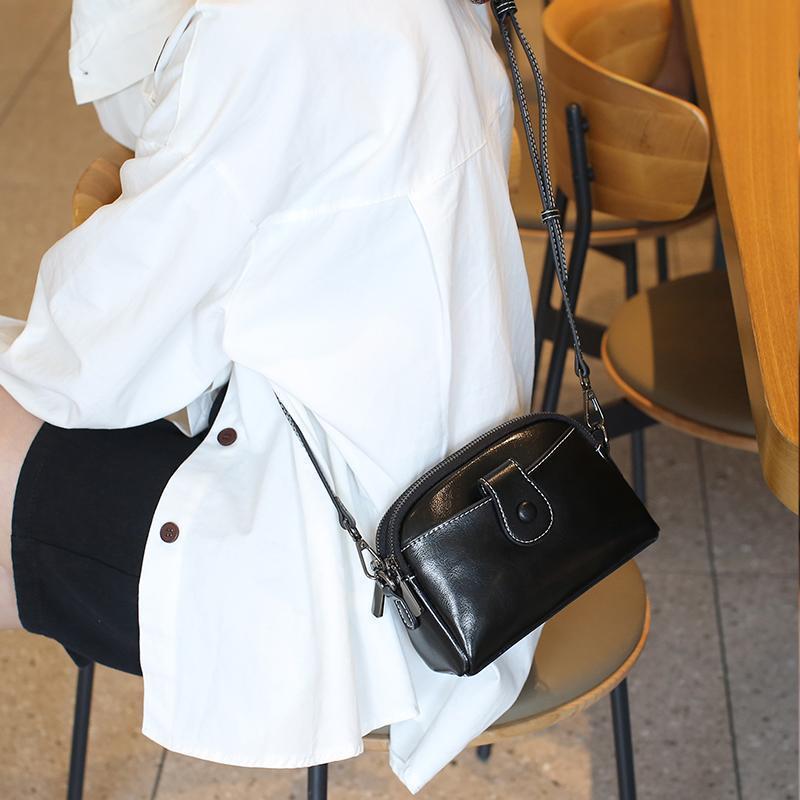 

Трендовая женская сумка-кроссбоди для телефона из натуральной кожи 2023 года - Модная плечевая сумка высокого класса чёрный