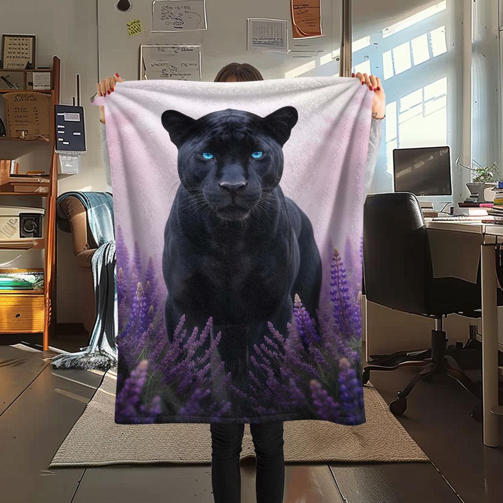 1Pc Lavenderanimals Print Flannel Blanket, High quality Comfortable for All Seasons, Home Decor, Warmth and Comfort, Perfect for Christmas Gifts