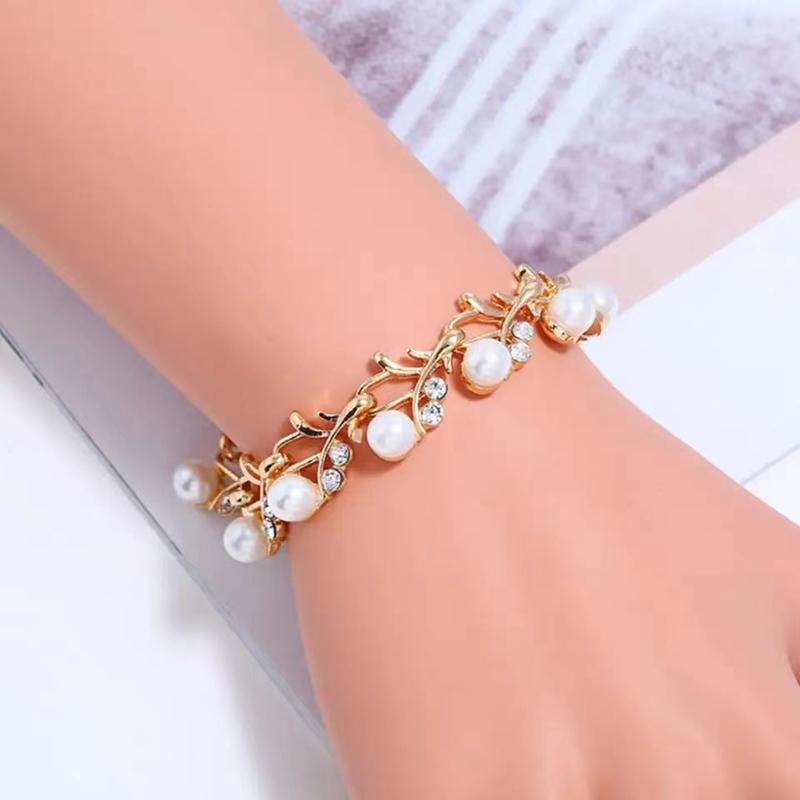 4 Pcs/set Fashion Retro Women's Zircon Set Rhinestone Artificial Zircon Wedding Party Bride Wedding Necklace Bracelet Earrings