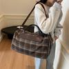 Women's Casual Simple Plaid Fashion Style Tote Travel Bag with Shoes and Warehouse Moving Luggage Bag