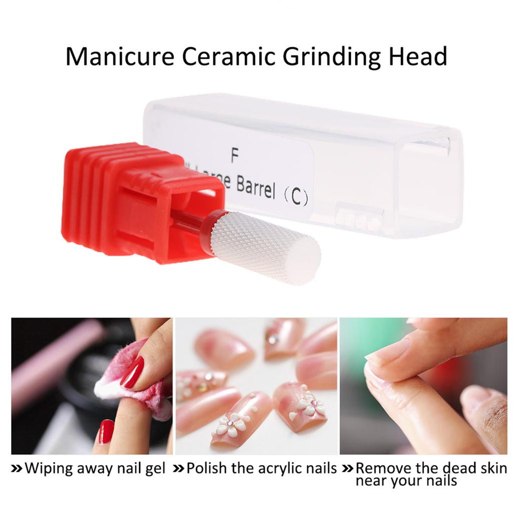 4 Types Nail Drill Bit Round Flat Ceramic Grinding Head Manicure Machine Accessories Tool