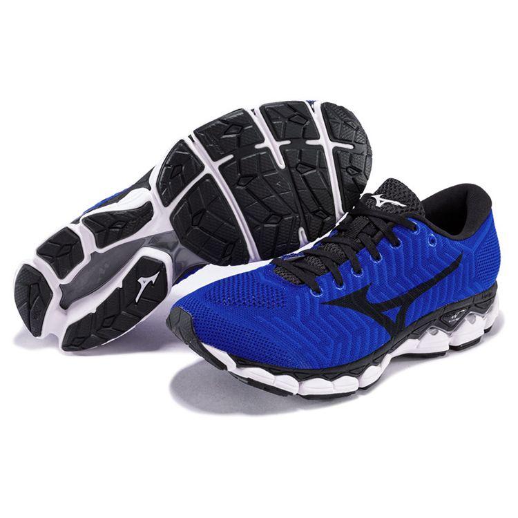 Mizuno Waveknit S1 Pohodlné Síťované Tlumící Odolné Prodyšné Boty na Běh s Nízkým Svrškem Unisex tenisky Modrá Černá J1GC182510