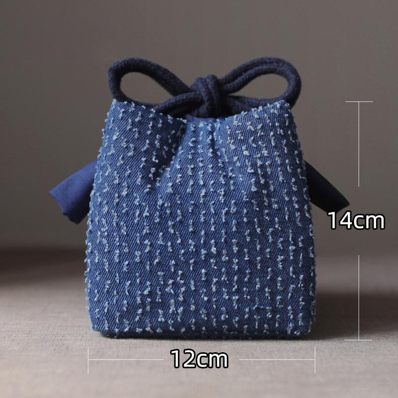 Teetassen-Tasche Tragbare Reise-Teegeschirr-Aufbewahrungstasche Teekannen Vier oder Sechs Tassen Große Stofftasche Outdoor-Organizer Denim-Organizer