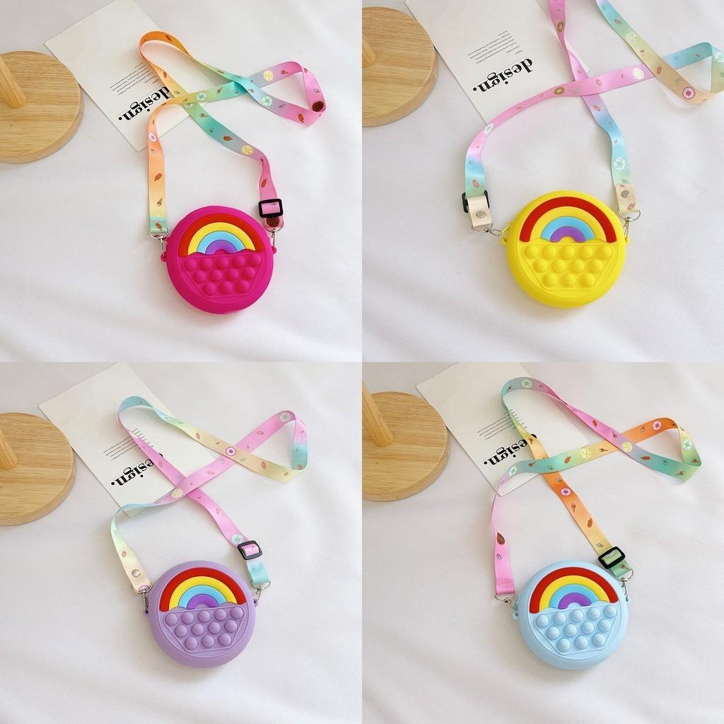 Adorable Silicone Children's Bag Mini Rainbow Crossbody Purse For Kids Unisex
