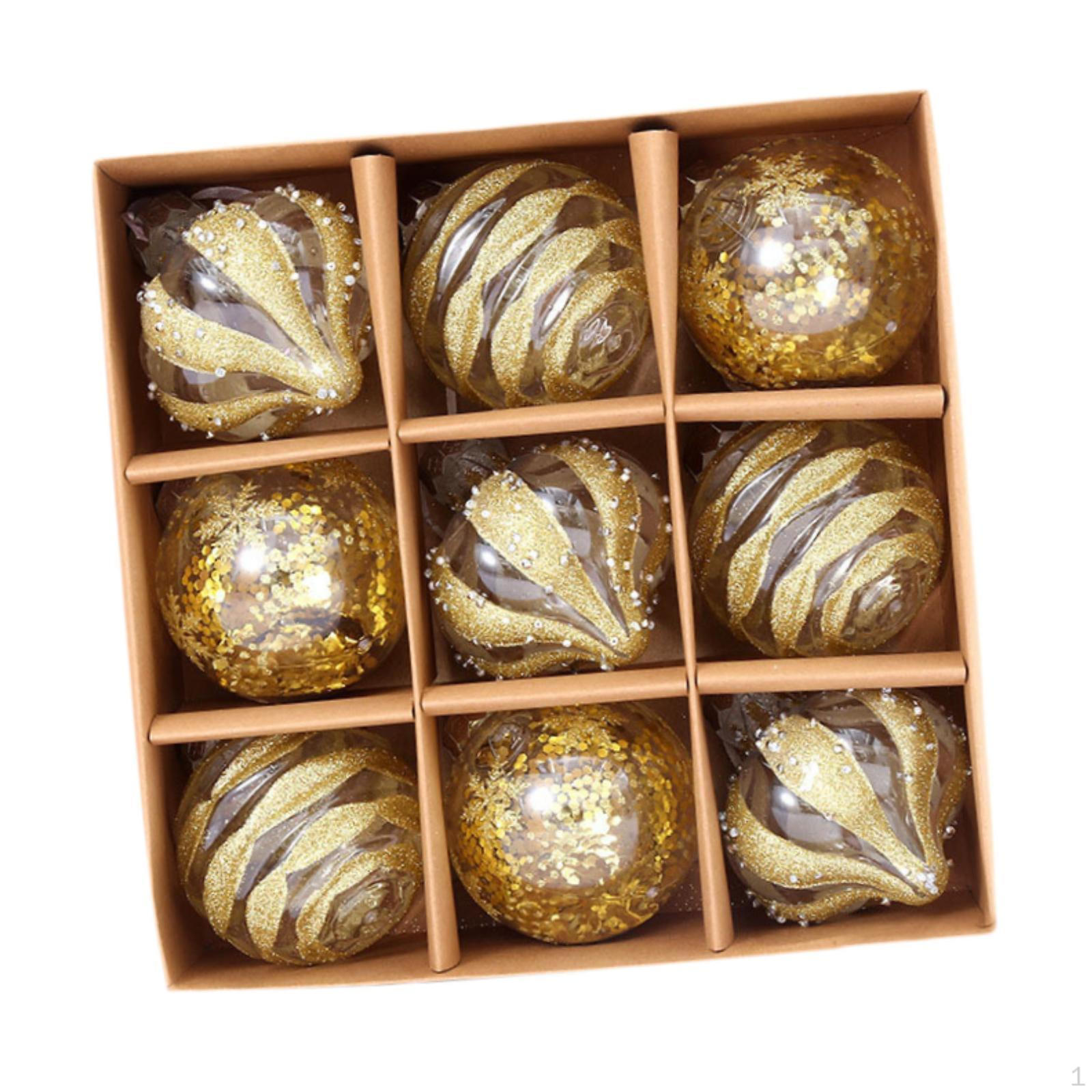 

9 штук Рождественские шары Украшения Декоративные безделушки Подвески-шармы Небьющиеся Рождественская елка Gold