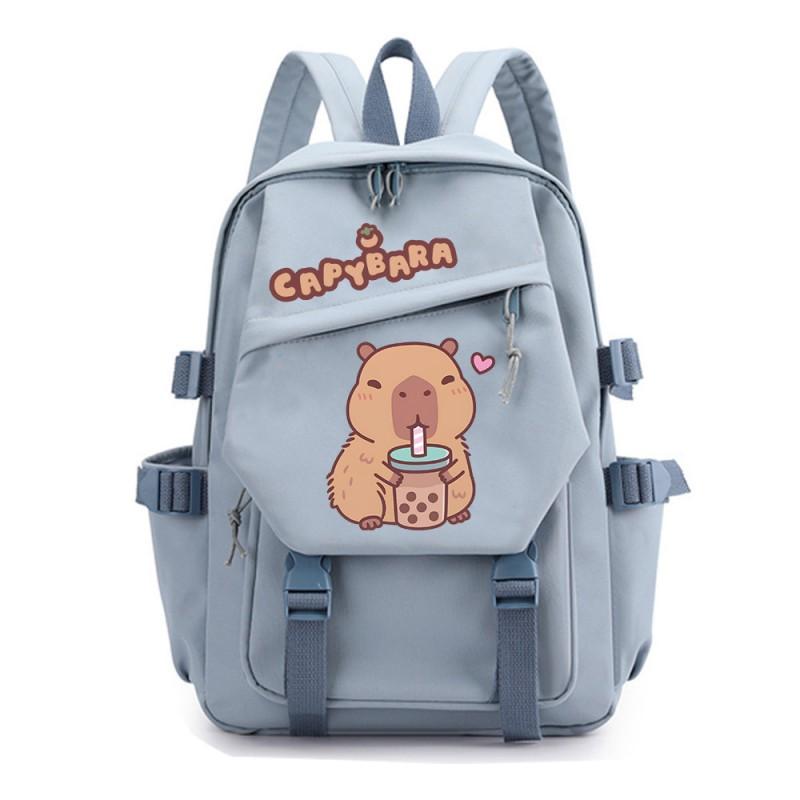 Capybara Cartoon School Backpack Teen Students Lightweight Nylon Dual-Shoulder Bag Campus Travel Study Unisex