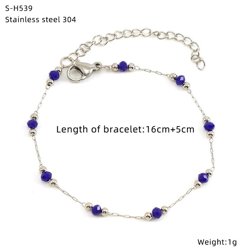 Titanium Steel Glazed Bead Pearl Bracelet, Sweet Crystal Natural Stone Colored Jewelry, High Sense Of Personality