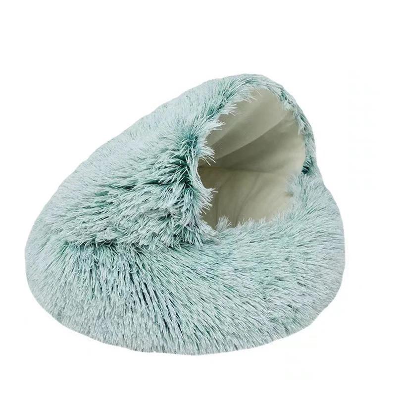 Pet mattress sleeping warm and soft plush pet bed with cover round nest puppy kitten cat dog bed