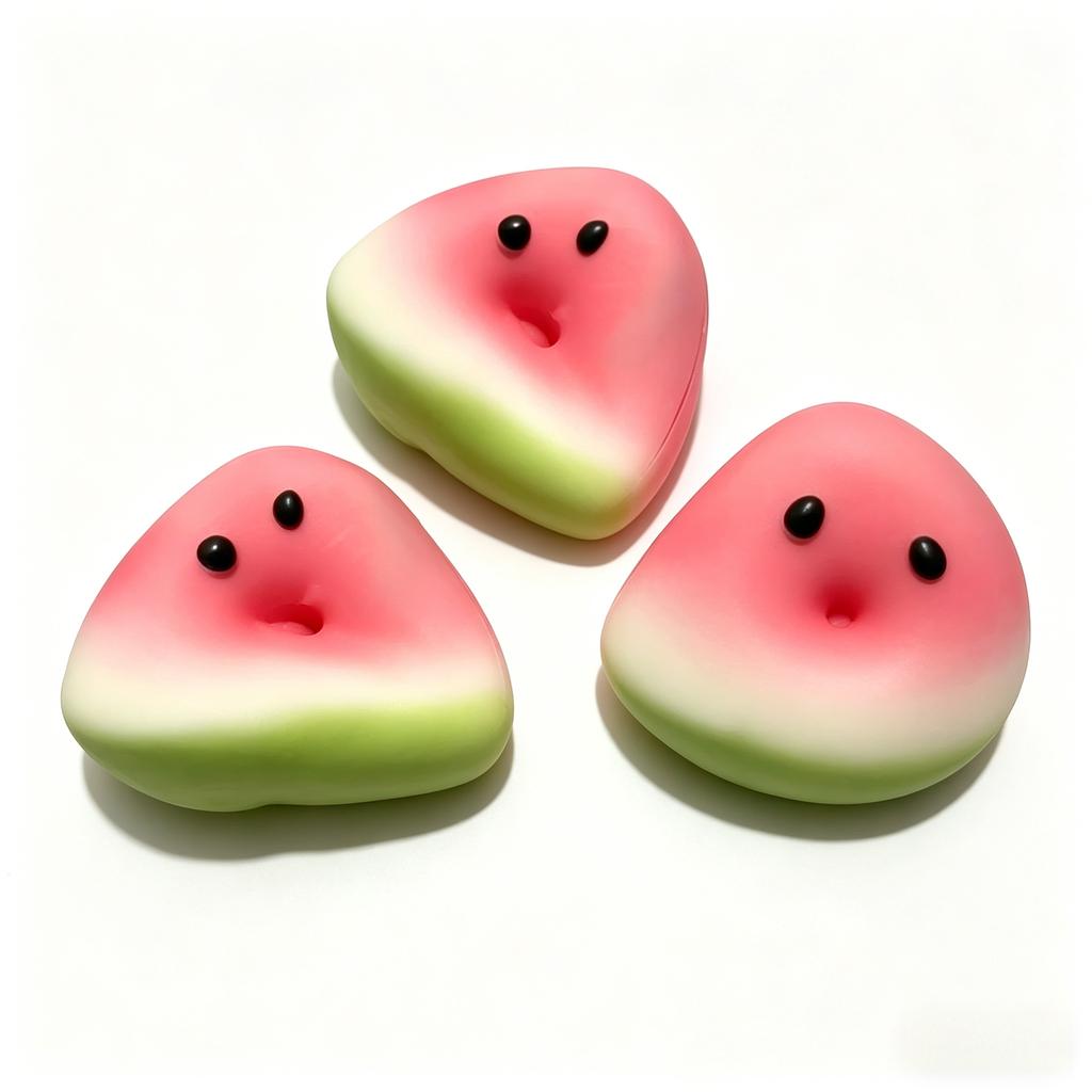Kids Childrens Pink Green Watermelon Squeeze Squishy Fidget Toy Soft Playful Texture Stress Relief Sensory Toy for Birthday Party Favors